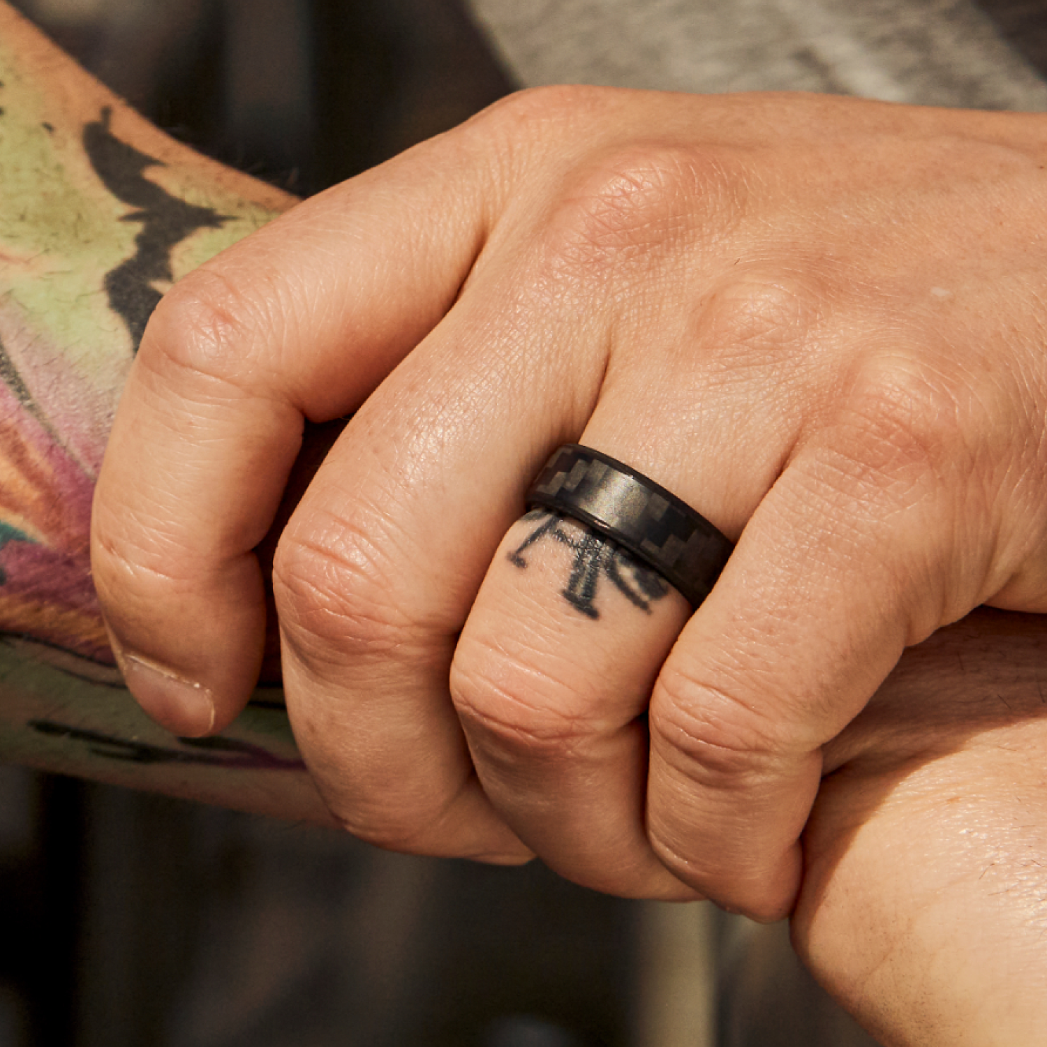 Ridge 8mm Beveled Ring Set - Carbon Fiber 3k